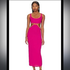 SOLID & STRIPED Bailey Dress in Shocking Pink & Clementine - NWOT